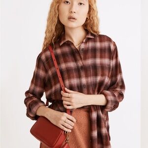 Madewell Flannel Oversized Ex-Boyfriend Swing Shirt in Buffalo Check